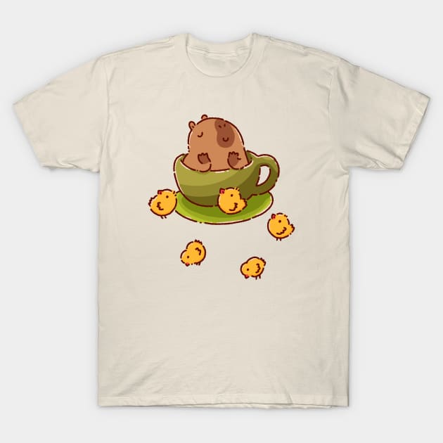 Capybara in a cup of coffee, it's capyccino T-Shirt by Tinyarts